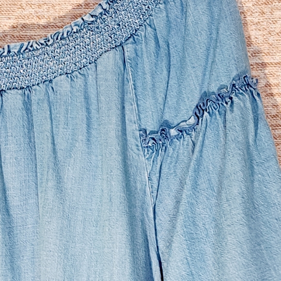 GAP Blue Flutter Sleeve Ruffled Blouse XL #130 - Picture 2 of 5